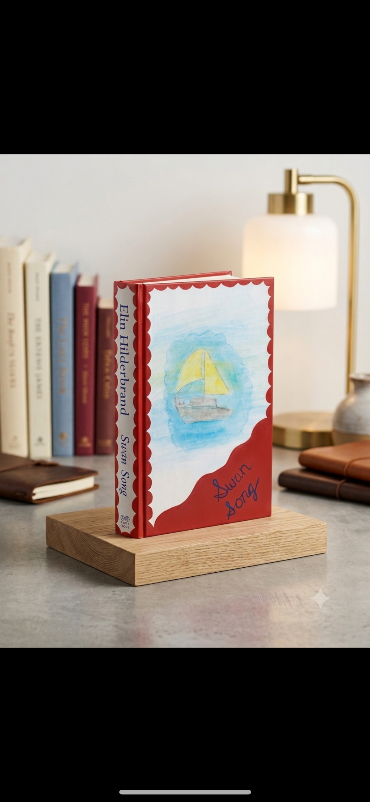 Repurposed Hand-Painted Hardcover Book (Swan Song by Elin Hilderbrand)